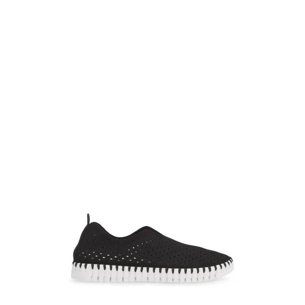 NEW ILSE JACOBSEN women's tulip 139 perforated slip-on sneaker shoe in black - Picture 3 of 5